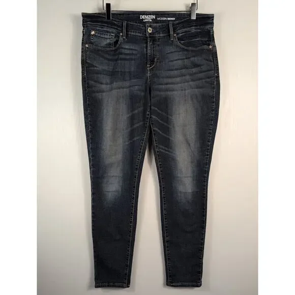 Levi's Denizen Womens Modern Skinny Jeans Blue Dark Wash Mid Rise Denim Size 34W