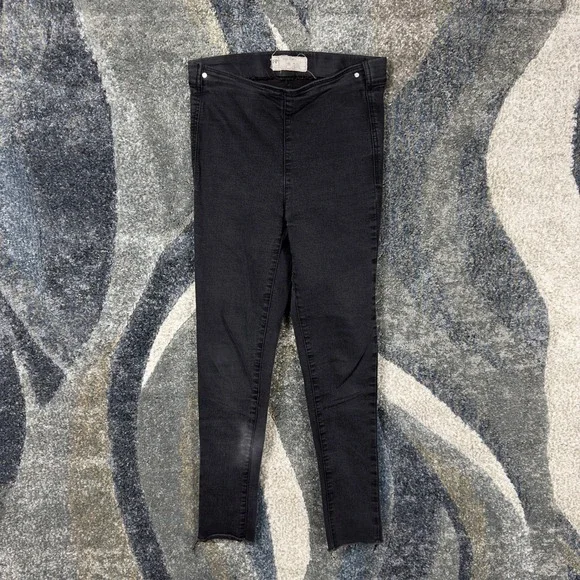 Free People High Rise Skinny Jeans Womens 25 Black Good Raw Hem Pull On