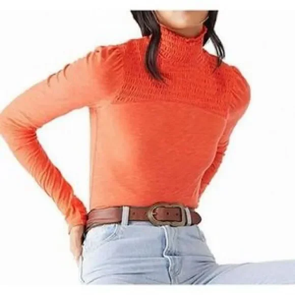 WE THE FREE I FREE PEOPLE  Smocked Turtleneck *NWT*