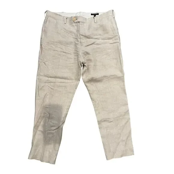 Banana Republic Men's Tailored Slim Fit Beige 100% Linen Pants 38L