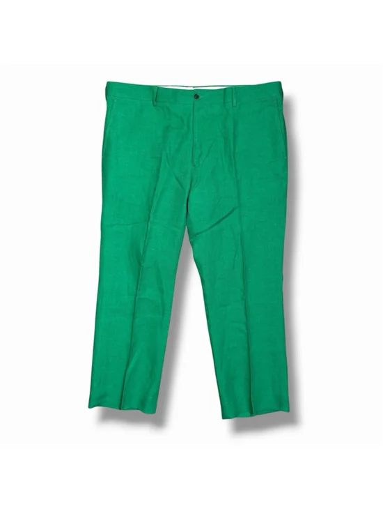 Ralph Lauren Purple Label Mens 36 Kelly Green 100% Linen Pants 36x27 Flat Front