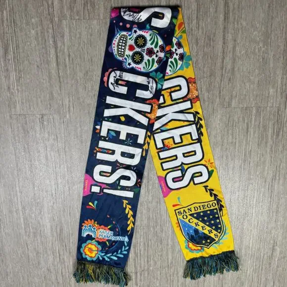 San Diego Sockers Signed Soccer Scarf Day of The Dead Dias De Los Muertos #9