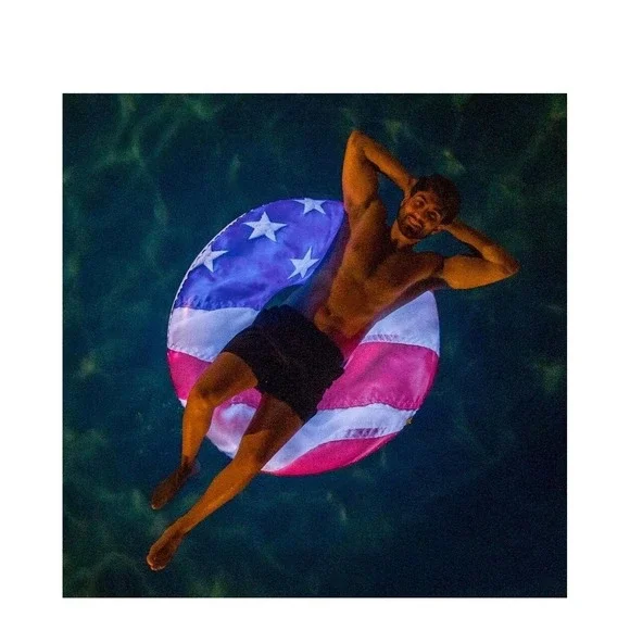 PoolCandy US2542USL Pool Tube Multi Stars & Stripes LED‎ Illuminated Inflatable
