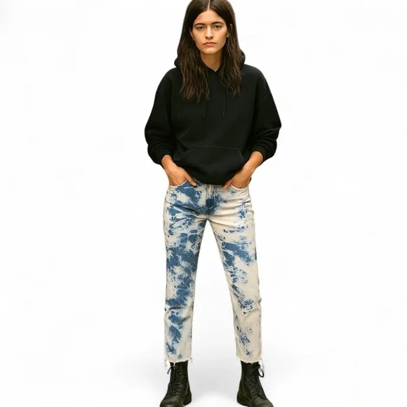 Levi's Tie Dye 721 High Rise SKinny Ankle Raw Hem‎ sz 33