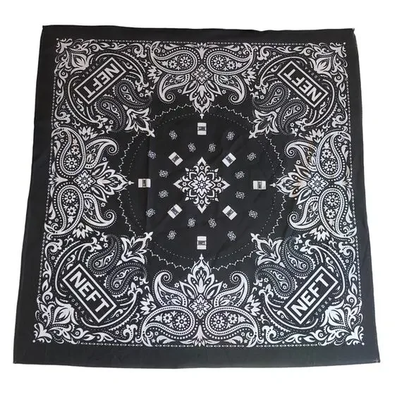 NEFT Vodka Promotional Black Paisley Novelty Bandana Handkerchief