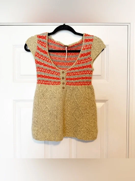 Free People babydoll sweater Fair Isle pattern