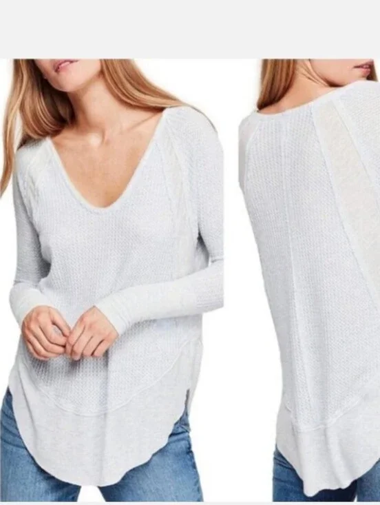 FREE PEOPLE Catalina Thermal We The Free Blue Long Sleeve Top M