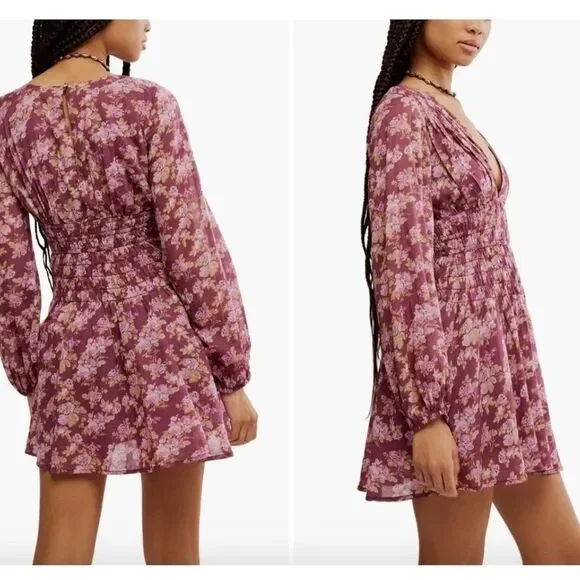 Free People Keep You Mine Printed Mini Dress NWT