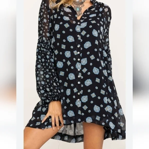 Free People Turn Turn Mini Dress Black Size XS