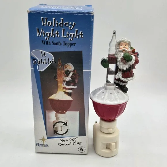 Holiday Night Light Roman Lights Santa Vtg Bubbling Christmas‎ Decor