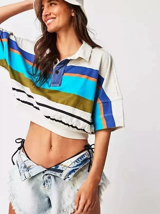 Free People We The Free Preppy Fresh Tee Relaxed Cropped Top