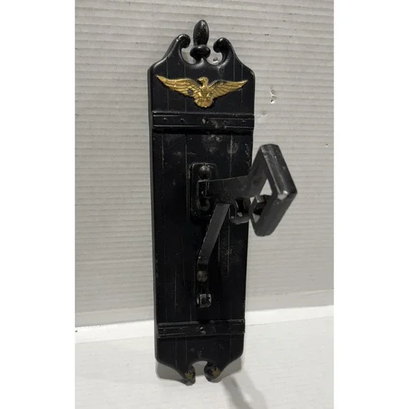 HOMCO Midwest 1364 - Vintage Black Metal Gold Eagle Wall Hook Hanging 14x4 - MCM