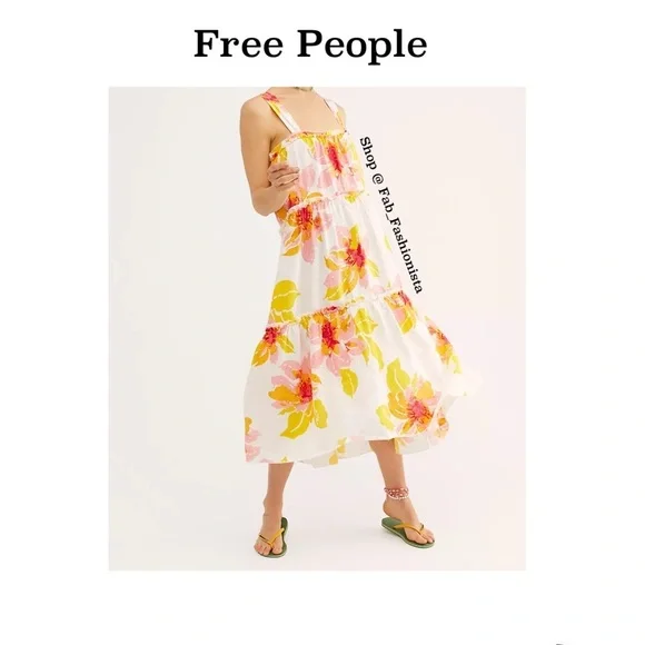 Free People Floral Midi Dress size XSmall