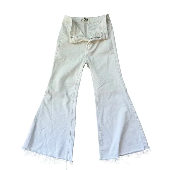 Free People We The Free Just Float On White High Rise Flare Jeans Size 27