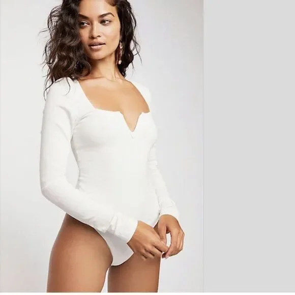 Free People Zoe Square neck v wire Bodysuit