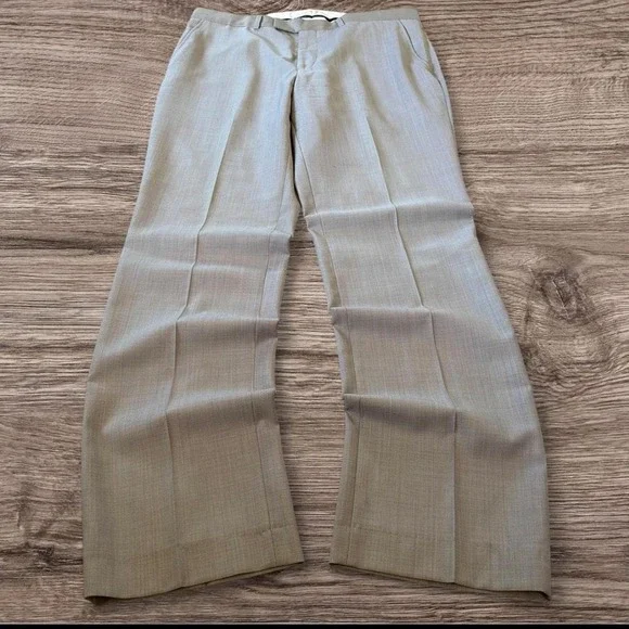 36x34 Grey Pleated Straight Wide Leg Dress Pants Y2K Grunge 2000s Vintage