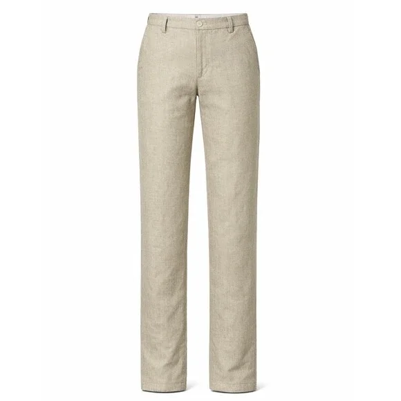 Bespoke StudioSuits Trousers Men 33x31 Beige Linen Handcrafted Flat Front