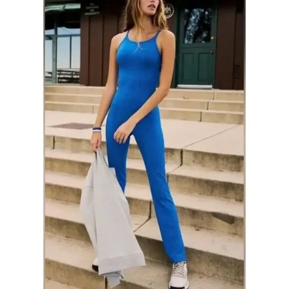 Free People Movement Blue Heat Waves Onsie Jumpsuit S