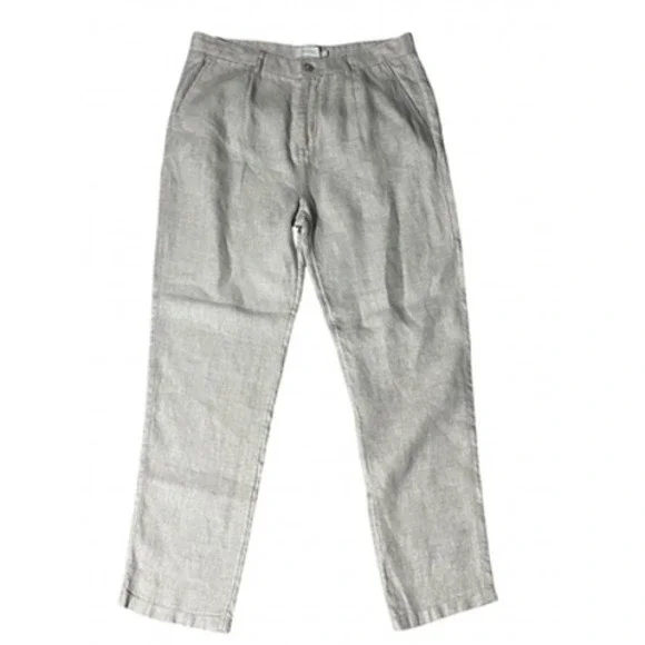 Porter & Ash Pants Mens 32x31 Beige Linen Pleated Chino Straight Leg Casual
