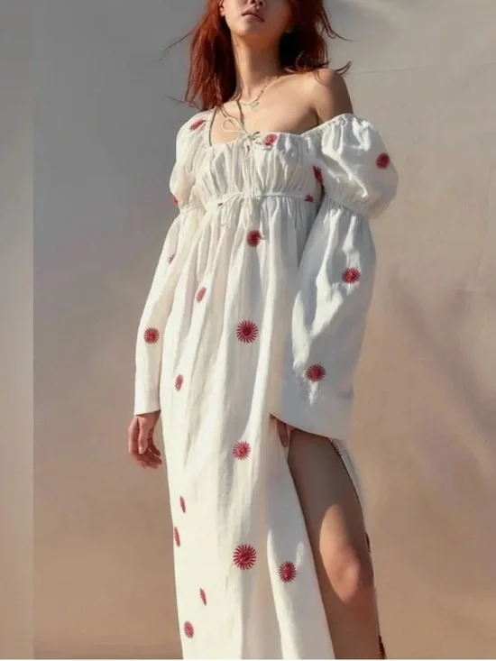 Free People NWT Emory Embroidered Midi Dress size XS