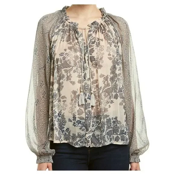 Free People Hendrix Delicate Sheer Peasant‎ Blouse