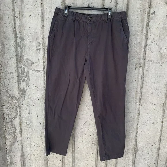 COVE Men's Chino Pants 38x30 Charcoal Gray Tapered Leg Elastic Waist Pockets