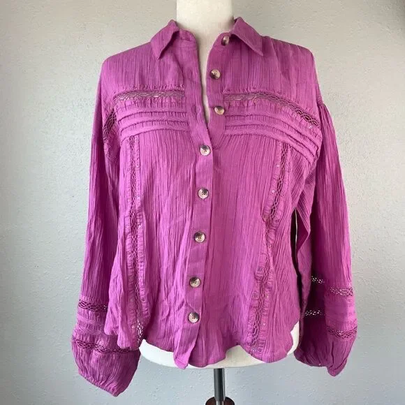 NWT Free People Electra Button Down Shirt Size S