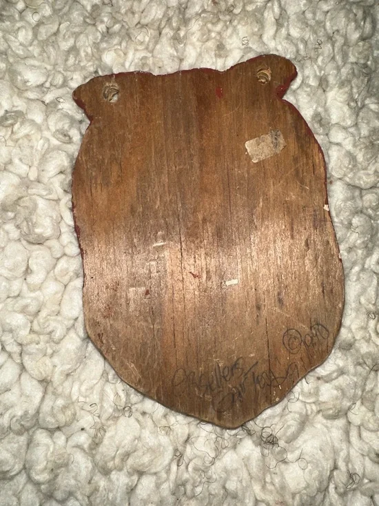 Vintage Collectible Hand-Painted Wooden Face Wall Accent in Red
