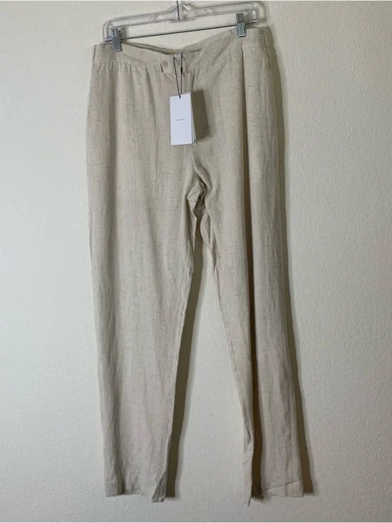 Raith Mens cami linen straight leg trouser in oatmeal L NWT