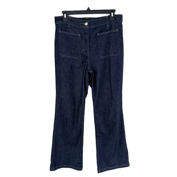 J. Crew Blue Dark Wash High Rise Kickout Jean Women's Size 27 Sailor Pockets