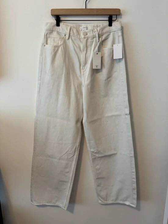 NWT Good American Cream Good Standard Baggy Jeans Size 27 / 4