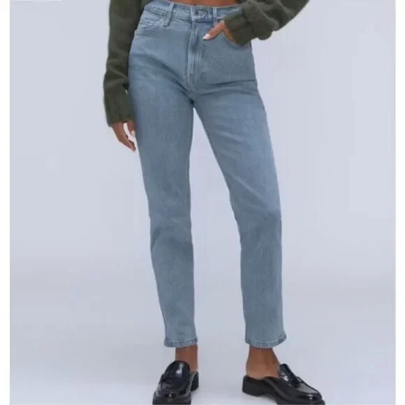 Everlane The Original Cheeky Jean  Crop Ankle Cotton High Waisted Size 23