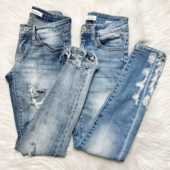 KanCan BUNDLE Mid Rise Skinny Jeans Light Medium Denim Wash Size 22