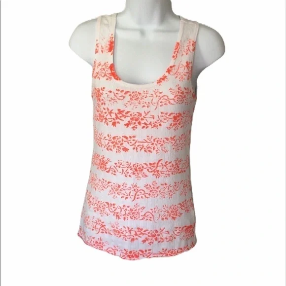 Free People orange and white sleeveless lightweight tank top