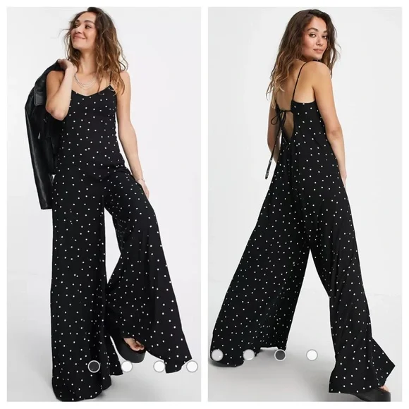 Free People Summer Jamboree Cami Jumpsuit Scattered Spot Print S