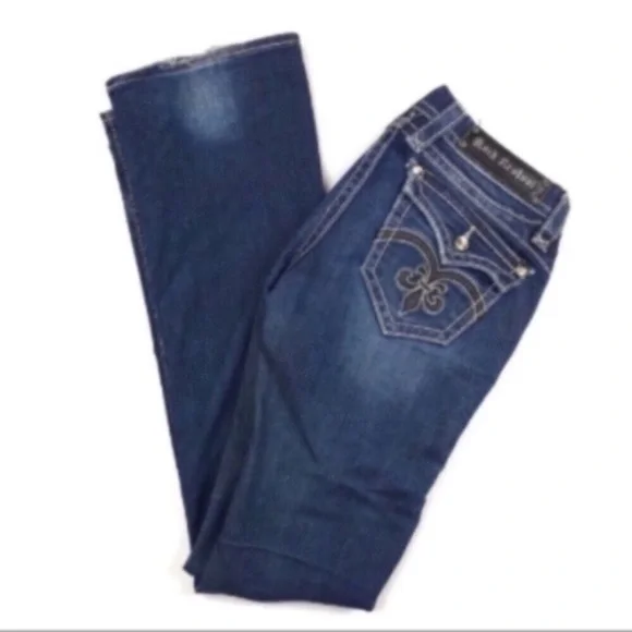 Rock Revival Sasha Dark‎ Denim Boot Crystal Jeans Women’s Size 26