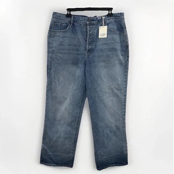 NWT a.n.a. Jeans Womens 16 Blue Highest Rise Ankle Straight Leg Denim Button Fly