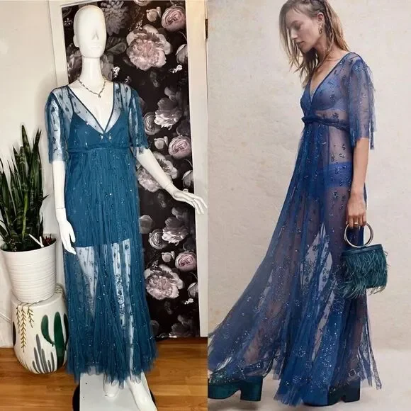 Free People Sascha Sequin Maxi Dress size 4