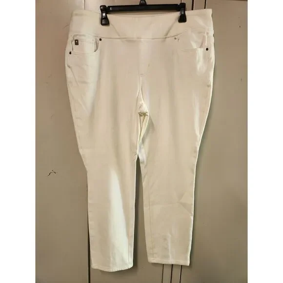 Belle by Kim Gravel Believe In Your Own Beauty White Jeans Zipper Ankle Size 20W