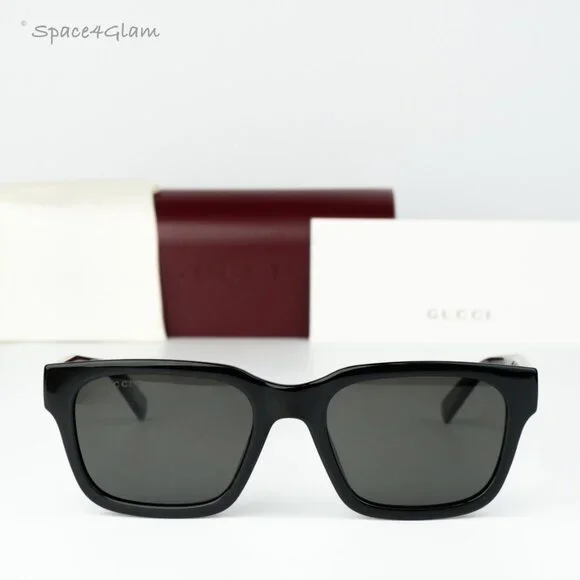 Gucci Men Sunglasses Black Grey Polarized Square GG1857S 005 NEW AUTHENTIC