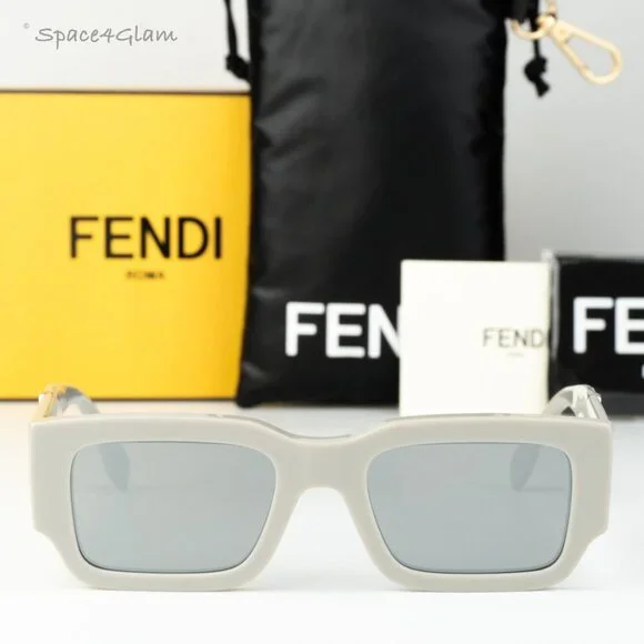 Fendi Men Sunglasses Grey Mirror Rectangle FE40131I DIAGONAL 20C NEW AUTHENTIC