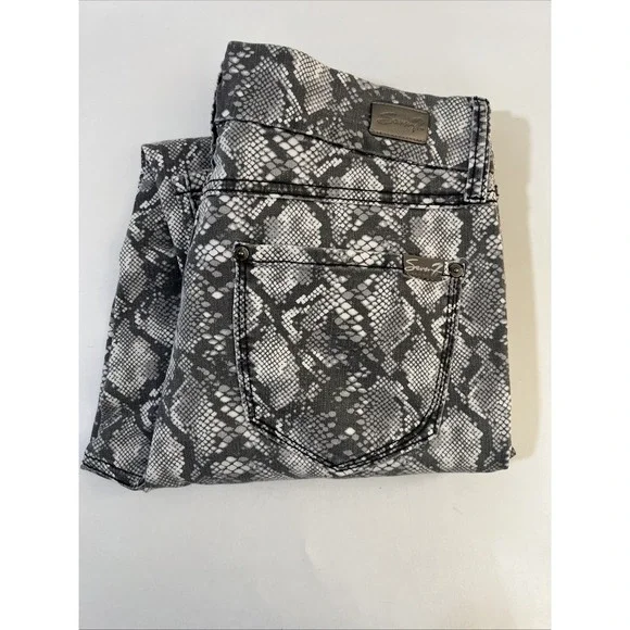 Seven7 Jeans Womens 8 Gray Snake Print‎ Mid Rise Skinny Stretch Denim