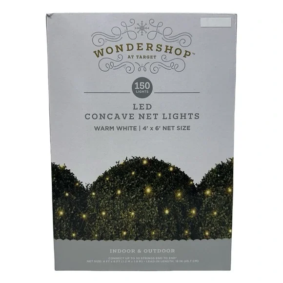 Wondershop Warm White LED‎ Net Lights 90 Lights 4' 6' Feet Green Wire NEW