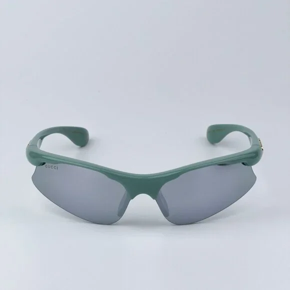 Gucci Men BRAND NEW Sunglasses Green Silver Mirror Mask GG1774S 005