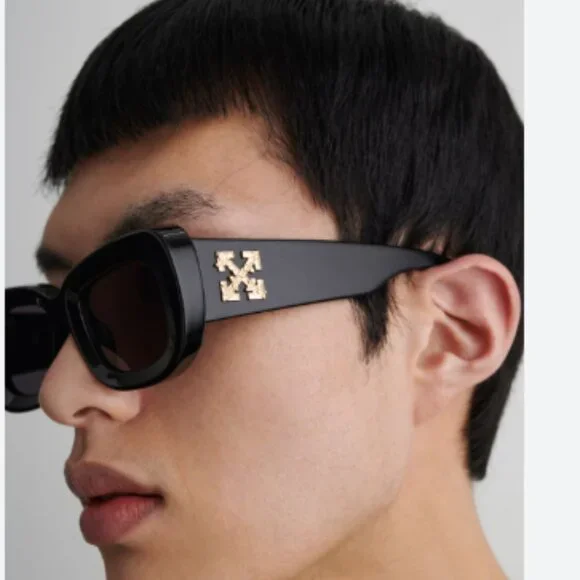 NEW OFF-WHITE CARRARA 007 BLACK OVAL UNISEX SUNGLASSES OFF-WHITE CARRARA