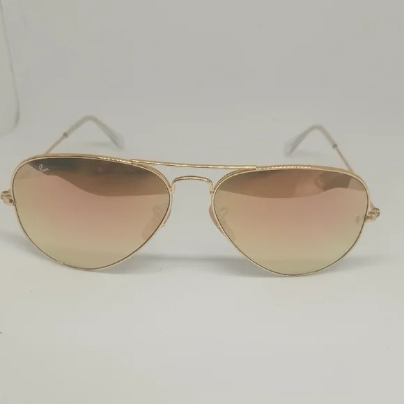 Ray-Ban Gold and Pink Men's Aviator Sunglasses