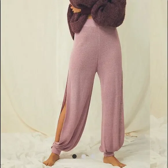 FREE PEOPLE RARE! Split Open Side Leg Ankle Wide Leg Knit Pants Size XS