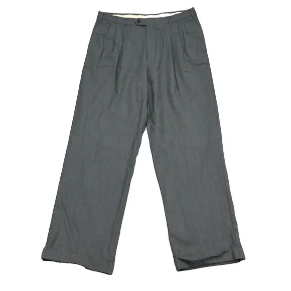 Vtg Christian Dior Monsieur Pants Mens 34x29 Gray Plaid Wool Pleated Cuffed
