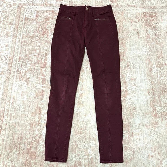 American Eagle Burgundy High Waisted Fitted Jeans