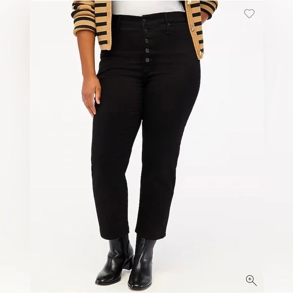NWT J. Crew Black stovepipe straight leg jean stretch five button size 35